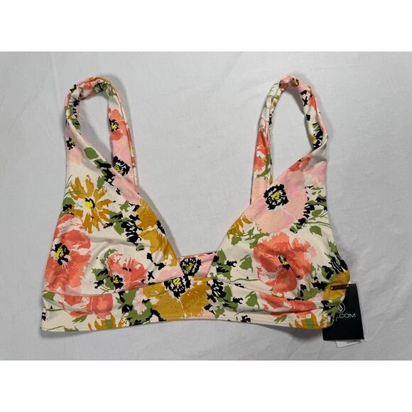 Volcom Counting Down Halter Bikini Top Size XL Floral - Picture 1 of 8